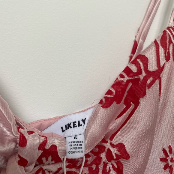 LIKELY Jumpsuit Pink and Red with tags. Size 6. - Picture 3 of 5